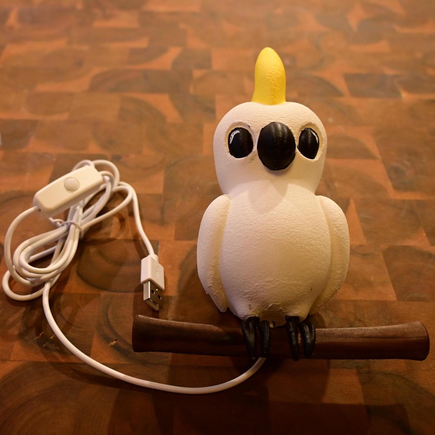 Sulphur-Crested Cockatoo Night Light - Hand-Painted & 3D Printed