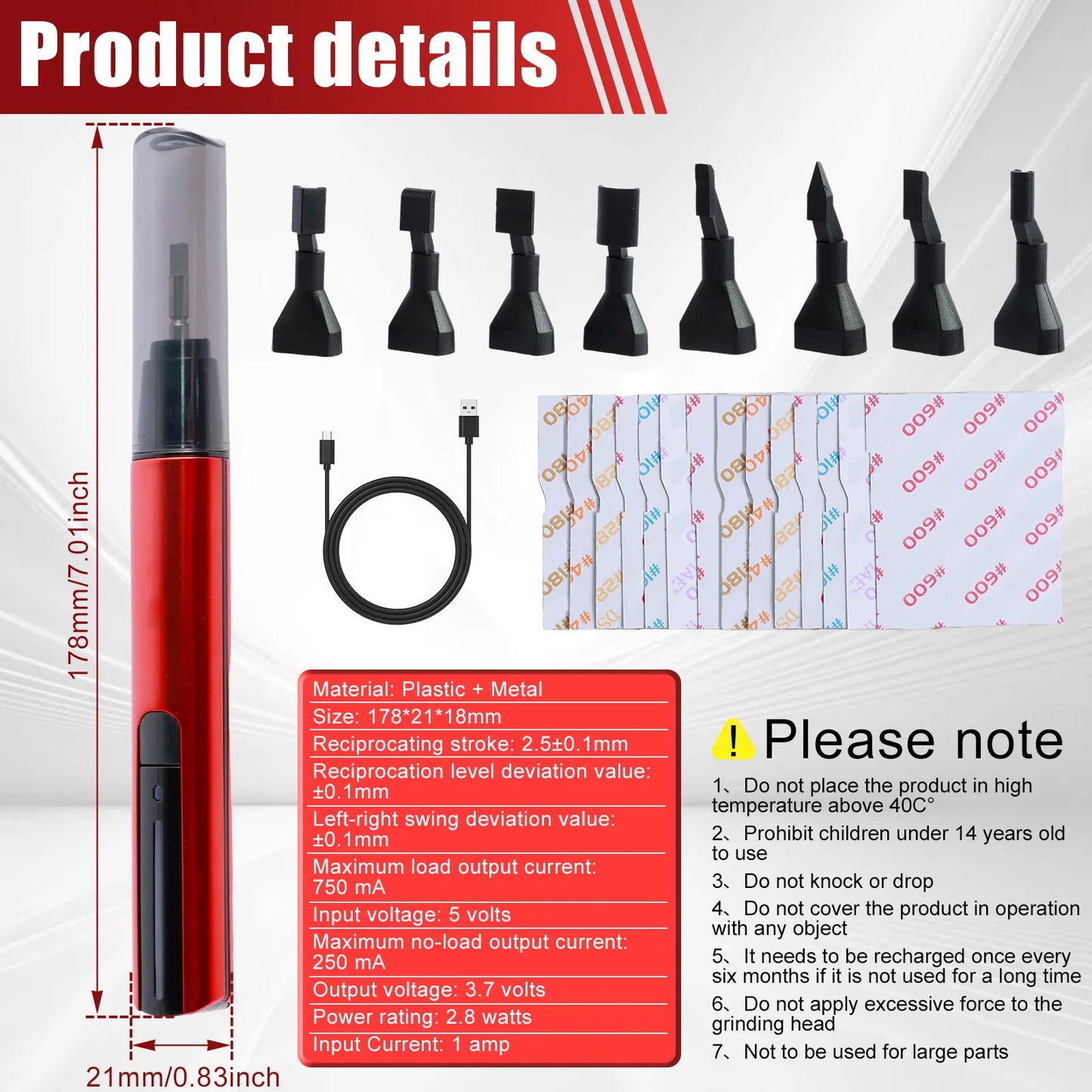 USB Mini Reciprocating Sanding Pen — Precision 3-Speed