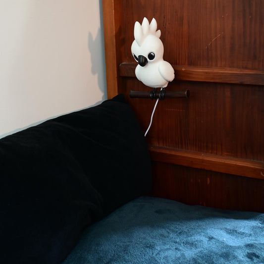 White Cockatoo Night Light - Hand-Painted & 3D Printed