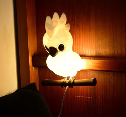 White Cockatoo Night Light - Hand-Painted & 3D Printed