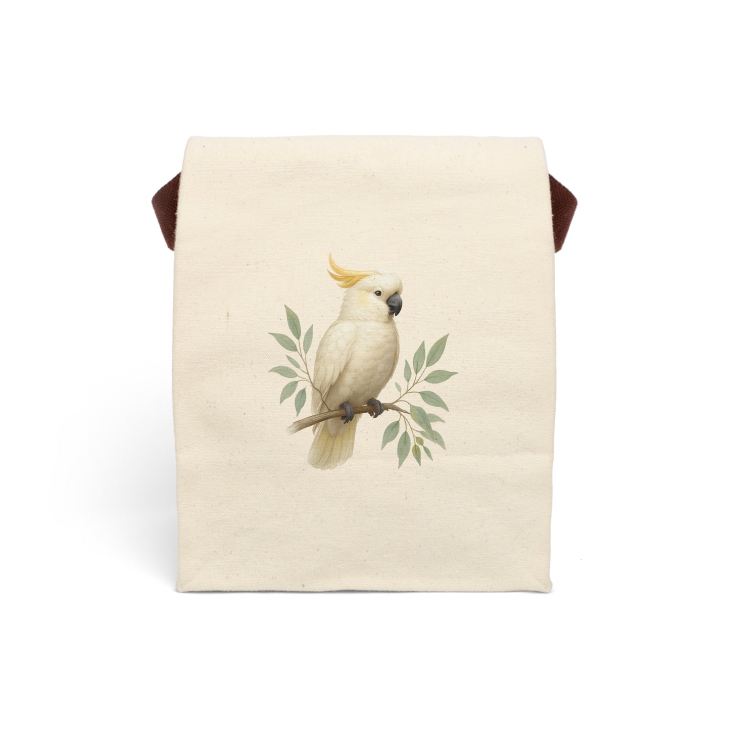 Cockatoo Canvas Lunch Bag — Reusable Eco-Friendly Lunch Tote with Strap