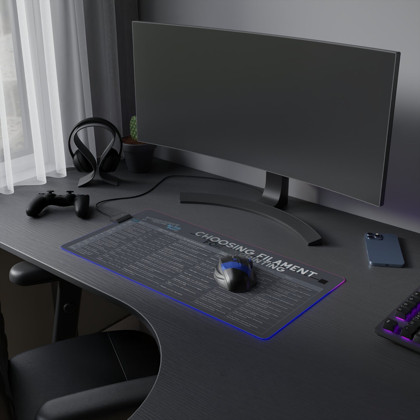 LED Gaming Mouse Pad — Filament Guide Design