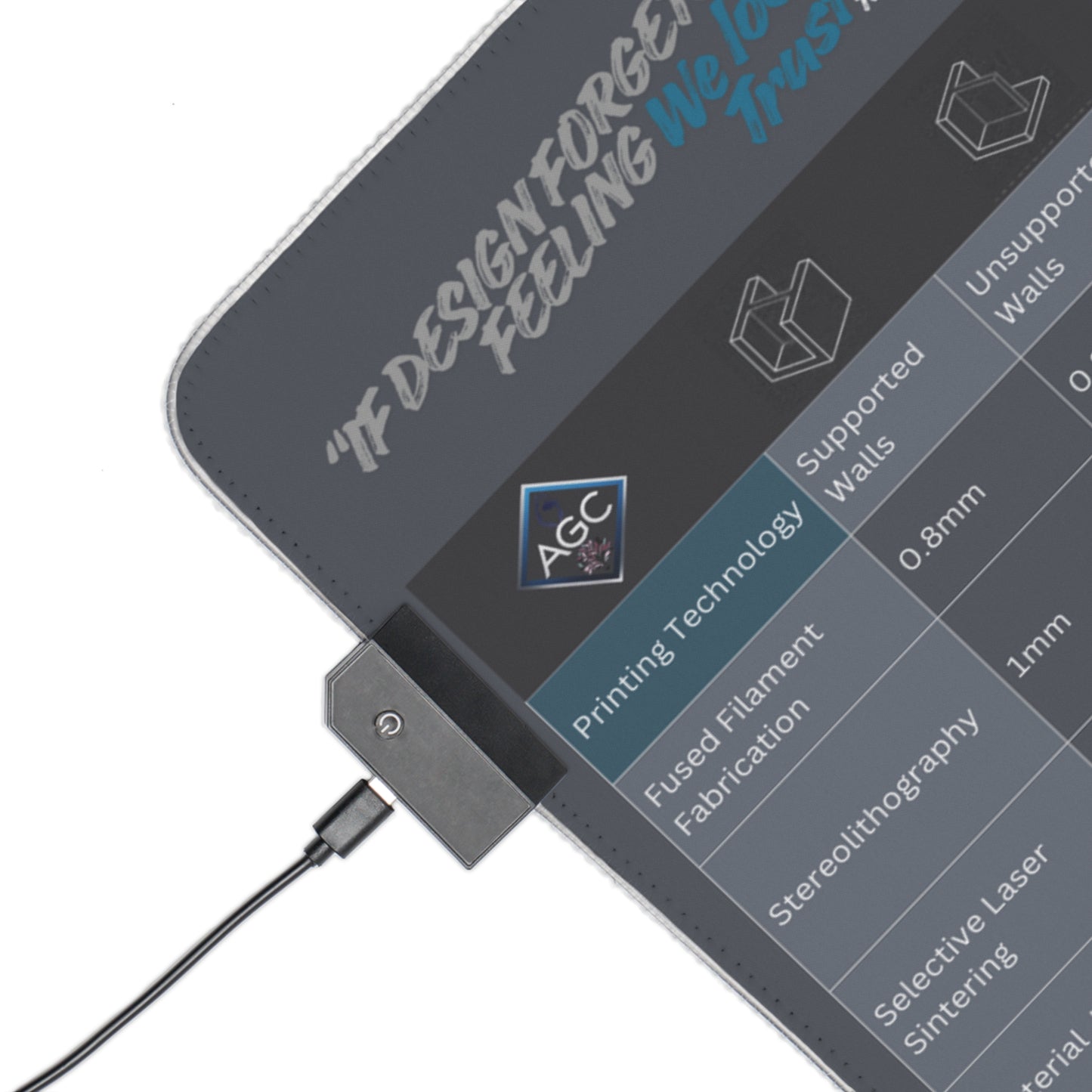 AGC Designer RGB LED Mouse Pad — 3D Tolerance Guides