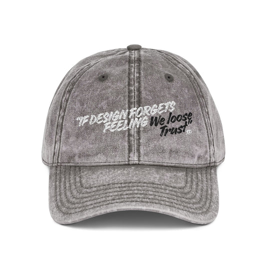 Vintage Embroidered Cap — 'Design Is Not Enough'