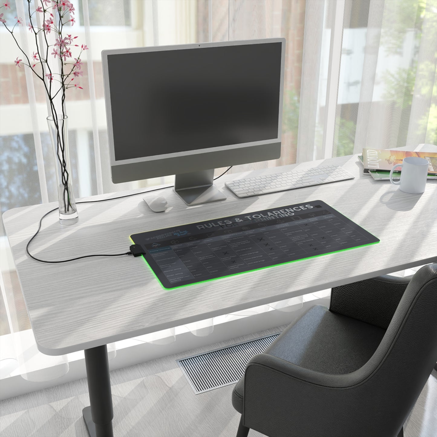 AGC Designer LED Gaming Mouse Pad — RGB Edge-Lit with 3D-Printing Tolerance Guides
