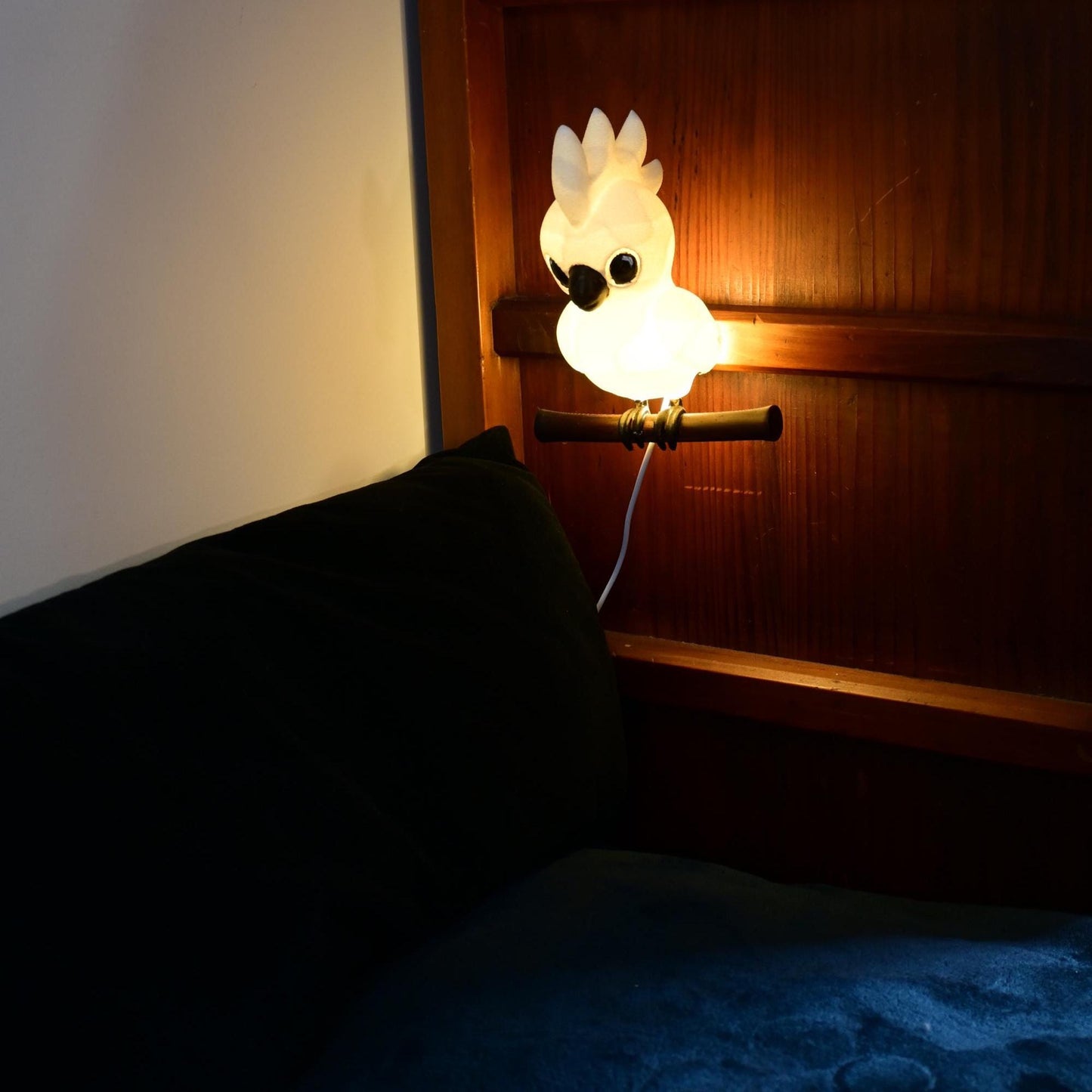 White Cockatoo Night Light - Hand-Painted & 3D Printed