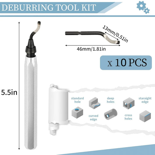 Precision Deburring Tool — Metal Handle + 11 HSS Blades