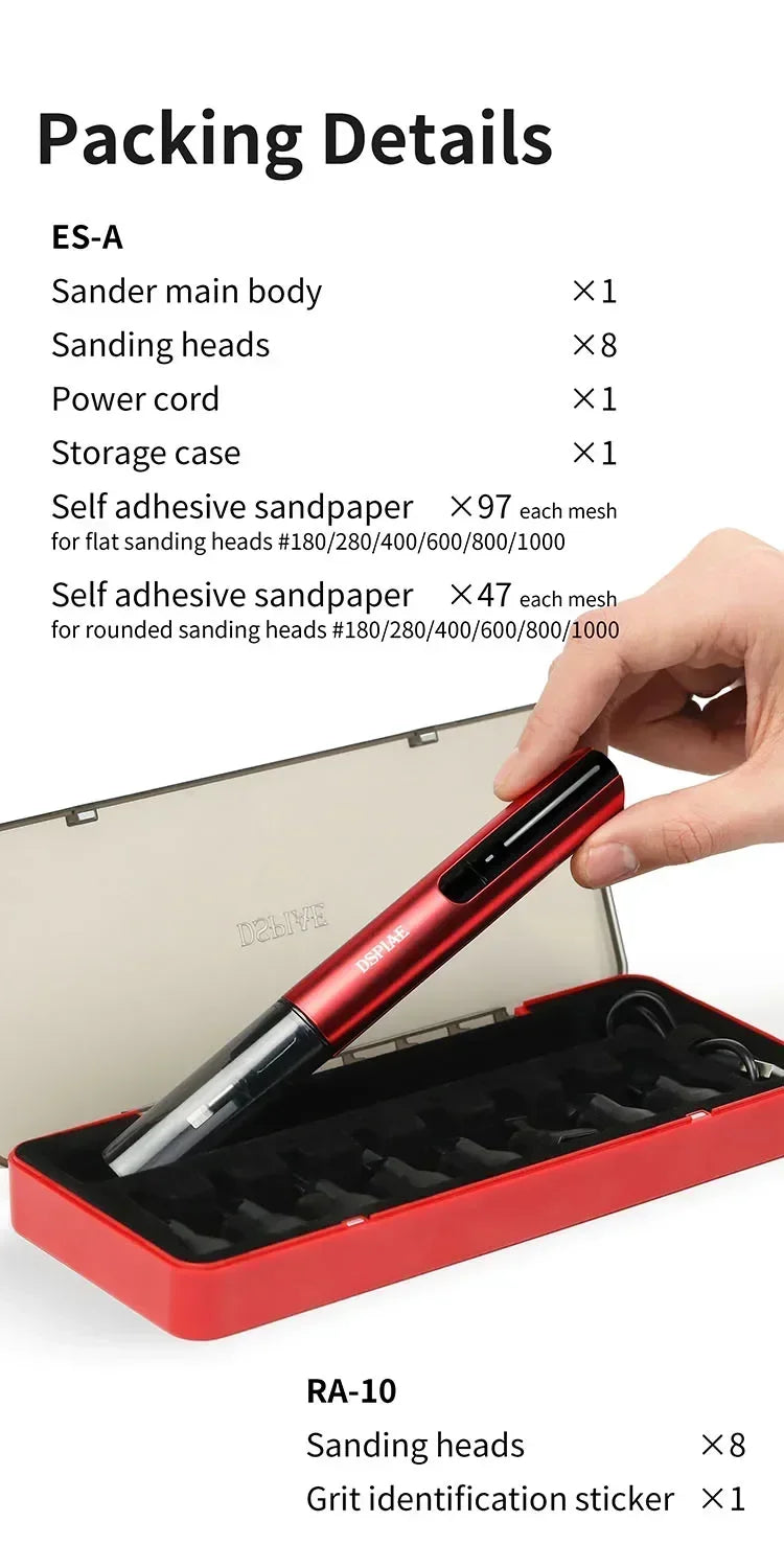 DSPIAE Polishing Pen Sandpaper Heads - Flat & Curved