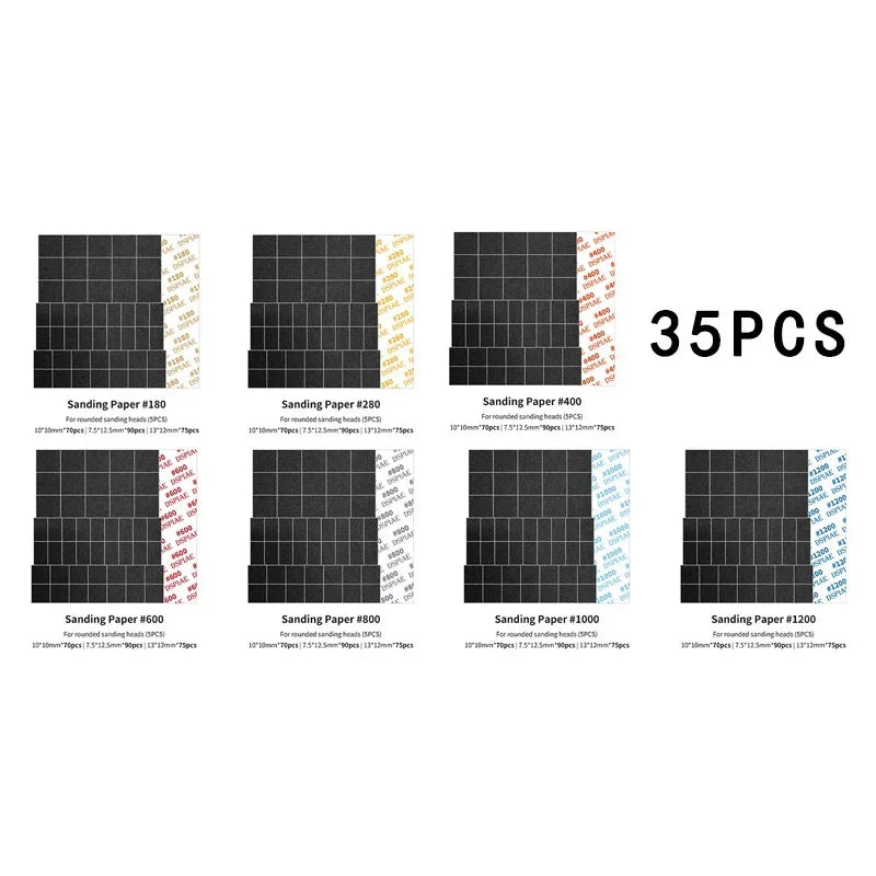 DSPIAE Polishing Pen Sandpaper Heads - Flat & Curved