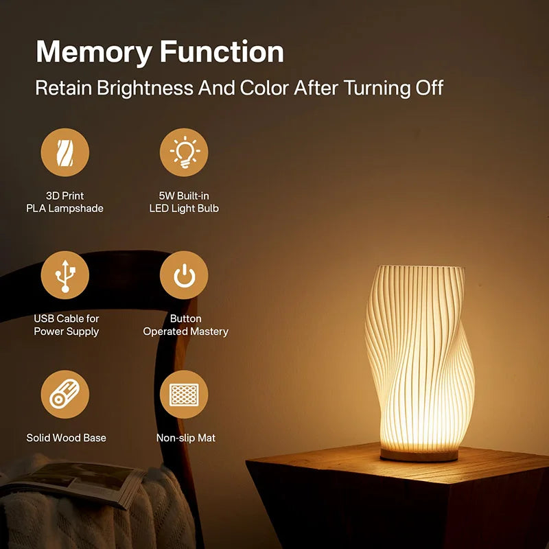 Pleated Glow LED Desk Lamp — 3-Level Dimmable