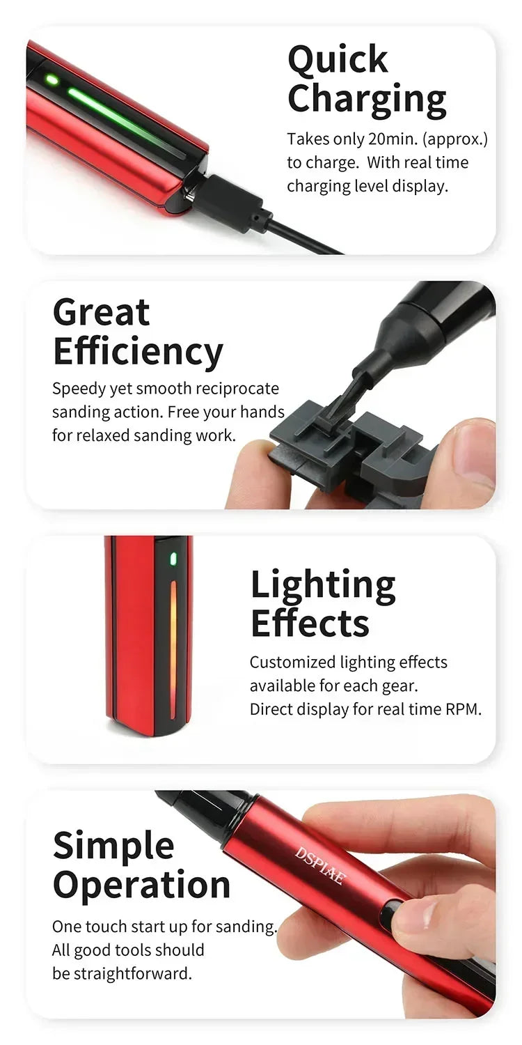 DSPIAE Polishing Pen Sandpaper Heads - Flat & Curved