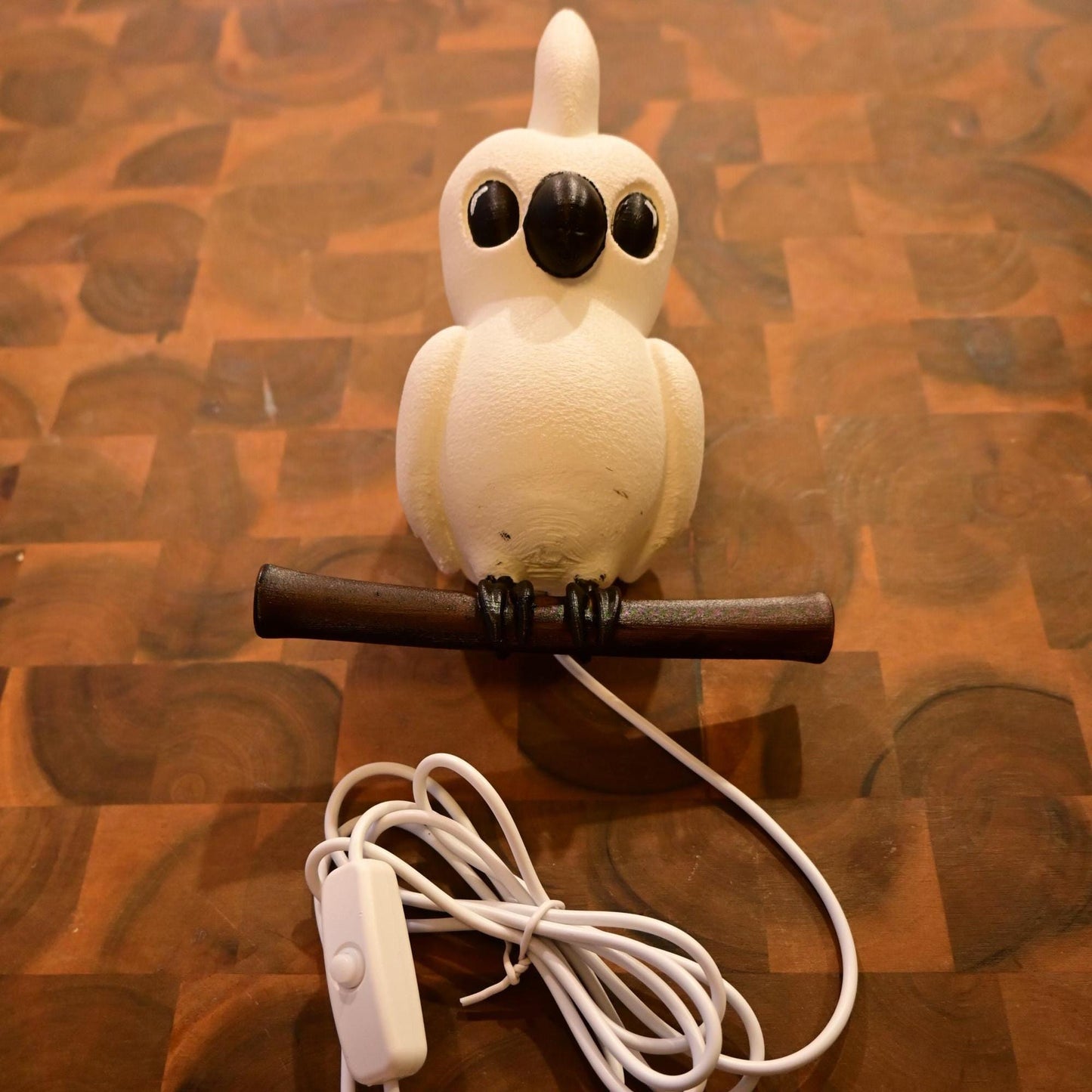 White Cockatoo Night Light - Hand-Painted & 3D Printed